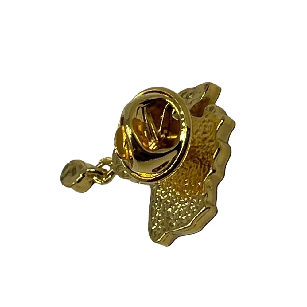 Australia Tasmania Map Brooch Green Enamel Gold Tone Tie Pin‎